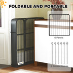 PawHut Six-Panel Dog Playpen with Door, for Small Dogs, Indoors, Outdoors, 60cm Tall, Black