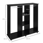 Open Wardrobe Double Mobile Storage Shelves Organizer W/6 Wheels-Black