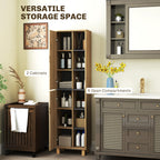 HOMCOM Multi-Storage Slim Bathroom Cabinet - Wood-Effect