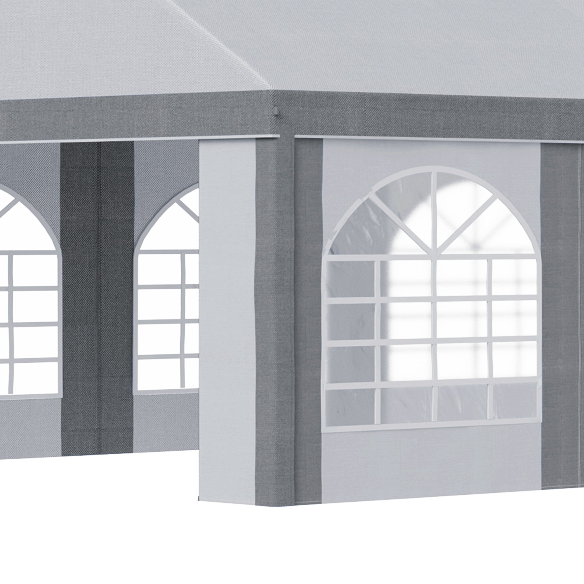 Outsunny 8m x 4m Marquee Gazebo with Sides, Level 4 Wind Protection & Waterproof, Light Grey