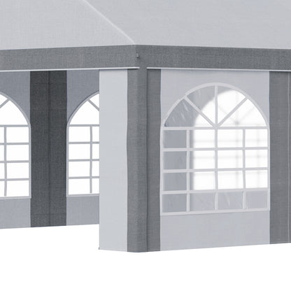 Outsunny 8m x 4m Marquee Gazebo with Sides, Level 4 Wind Protection & Waterproof, Light Grey