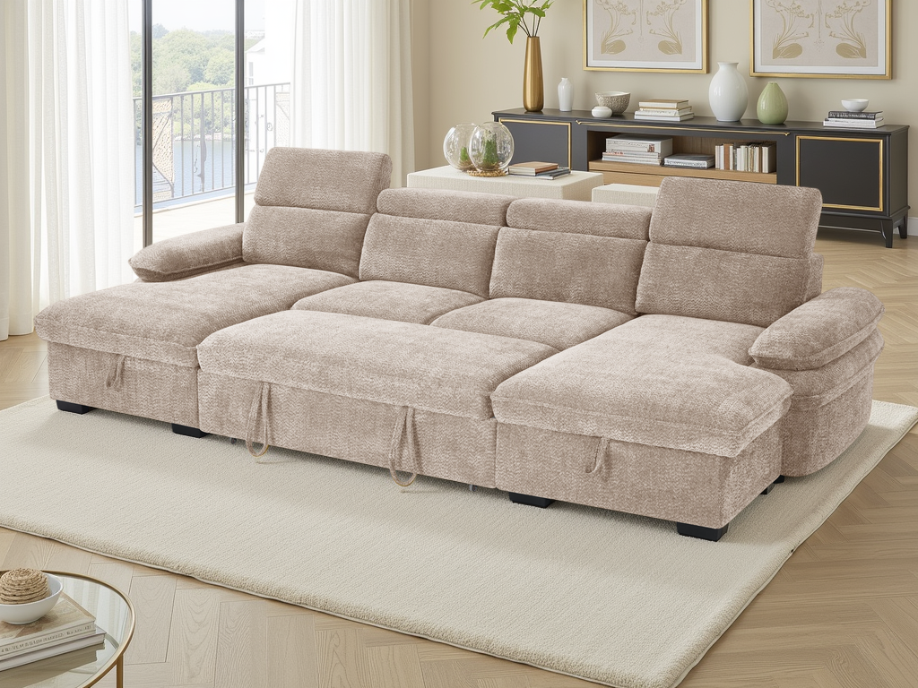 Hudson Sofabed Beige U Shape Corner