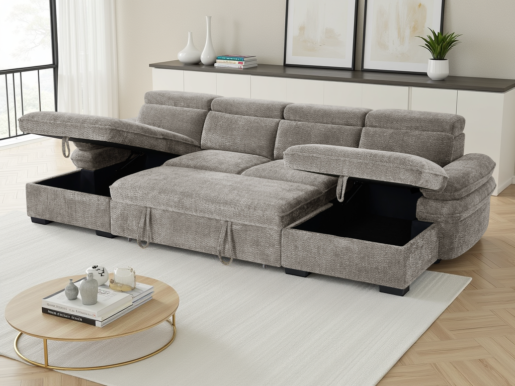 Hudson Sofabed Grey U Shape Corner