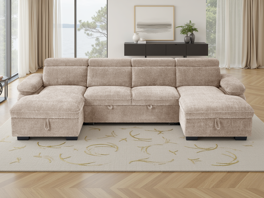 Hudson Sofabed Beige U Shape Corner