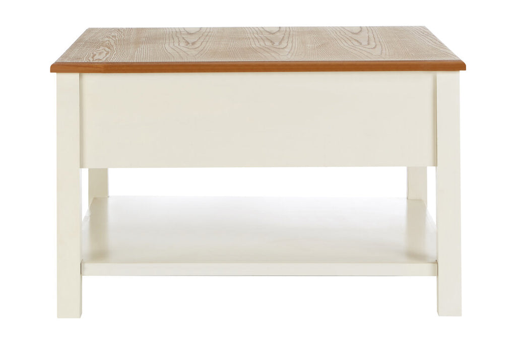 Dakota Cream Coffee Table with Rattan Storage Baskets