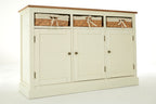 Dakota Cream 3 Door Sideboard with Rattan Baskets