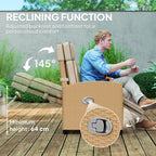 Outsunny 145° Reclining Rattan Armchair, with Footrest - Khaki/Beige