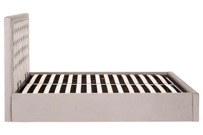 Hadley Grey Velvet Ottoman Bed Double