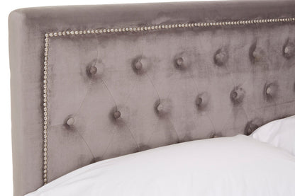 Hadley Grey Velvet Ottoman Bed Double