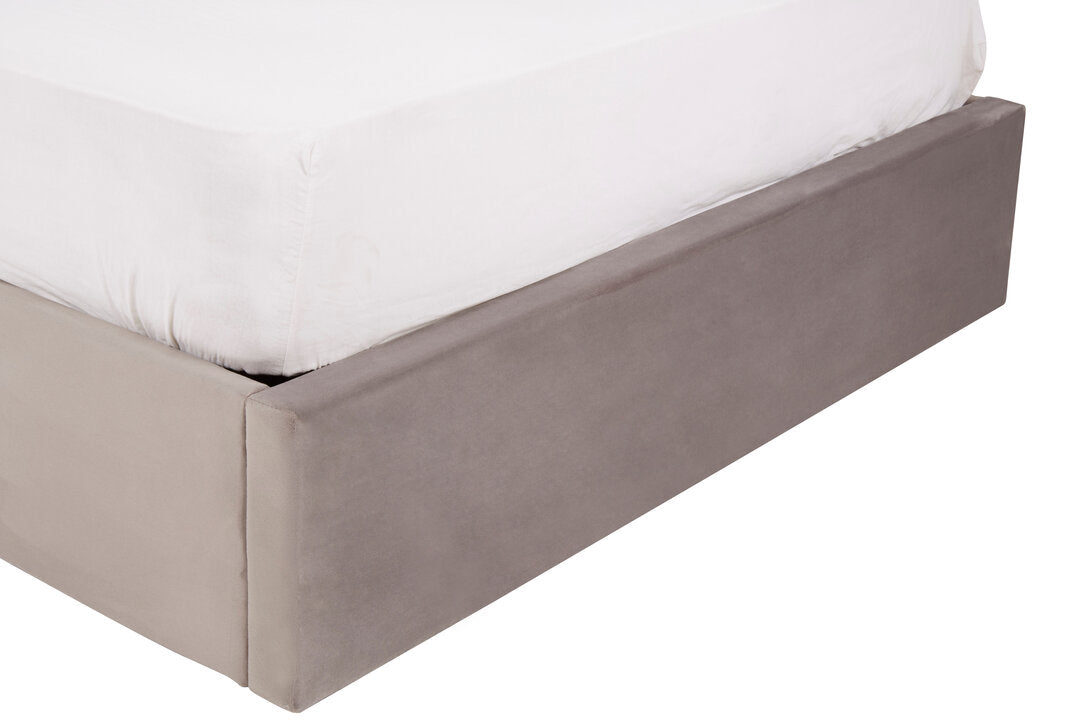 Hadley Grey Velvet Ottoman Bed Double