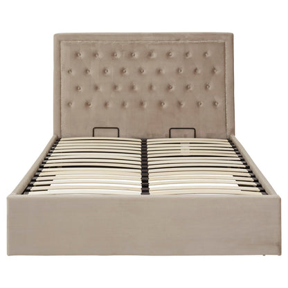 Hadley Mink Velvet Ottoman Double Bed