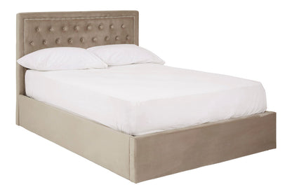Hadley Mink Velvet Ottoman Double Bed
