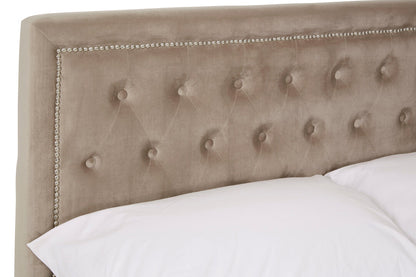 Hadley Mink Velvet Ottoman Double Bed