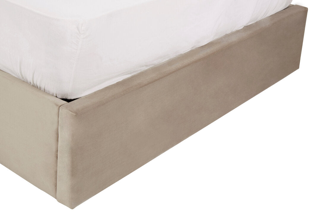 Hadley Mink Velvet Ottoman Double Bed