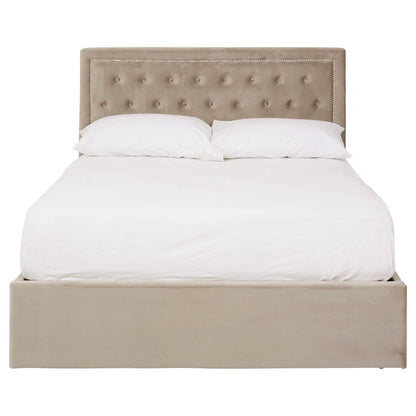 Hadley Mink Velvet Ottoman Double Bed