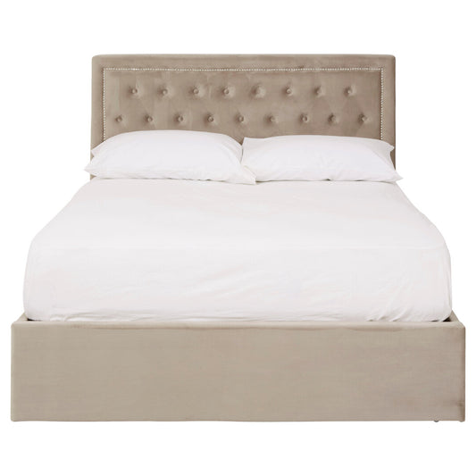 Hadley Mink Velvet Ottoman Double Bed