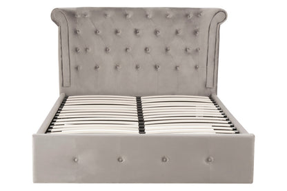 Madison Grey Velvet Ottoman Double Bed