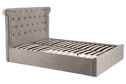 Madison Grey Velvet Ottoman Double Bed