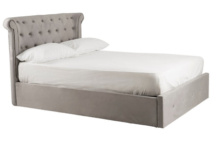 Madison Grey Velvet Ottoman Double Bed