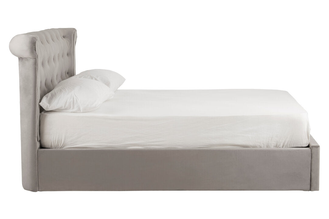 Madison Grey Velvet Ottoman Double Bed