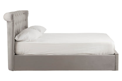 Madison Grey Velvet Ottoman Double Bed