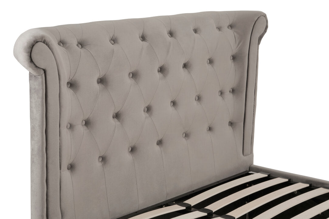 Madison Grey Velvet Ottoman Double Bed
