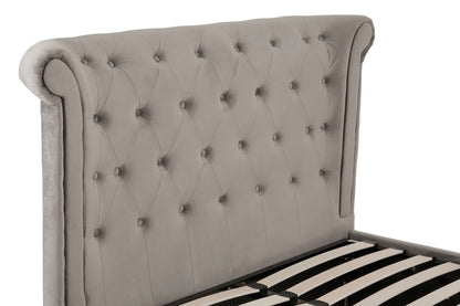 Madison Grey Velvet Ottoman Double Bed