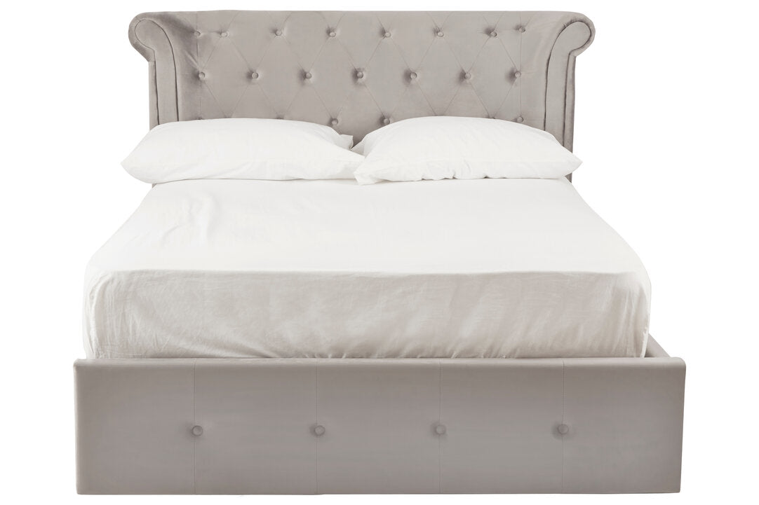 Madison Grey Velvet Ottoman Double Bed