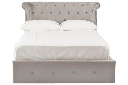 Madison Grey Velvet Ottoman Double Bed