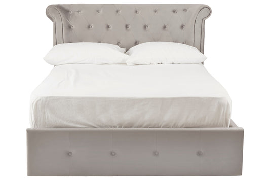 Madison Grey Velvet Ottoman Double Bed