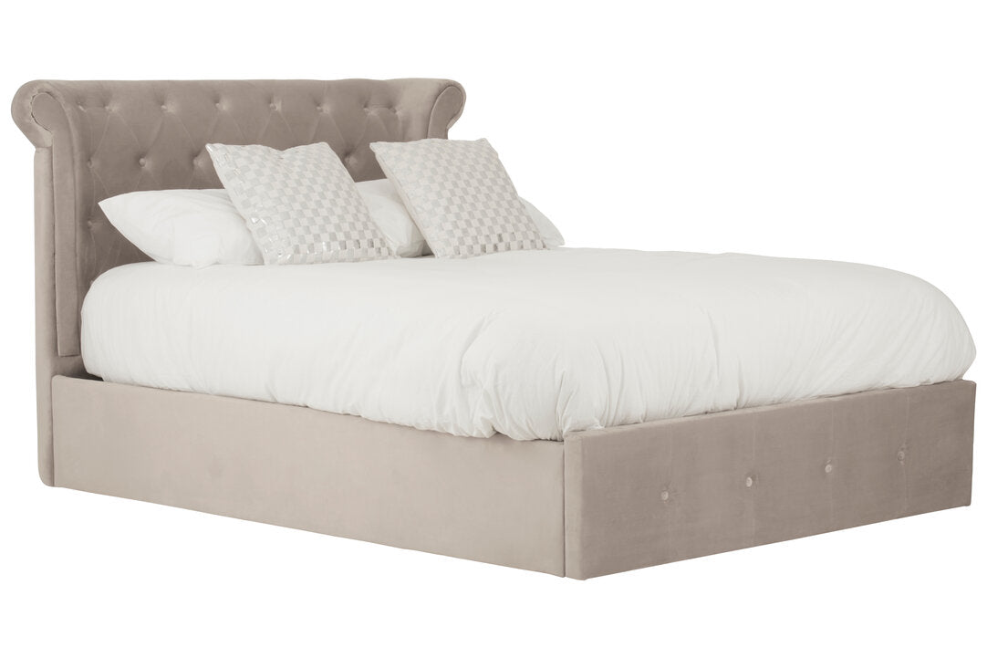 Madison Mink Velvet Ottoman Double Bed