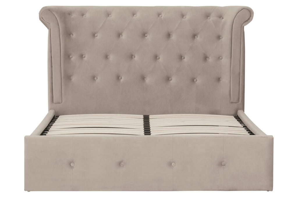 Madison Mink Velvet Ottoman Double Bed