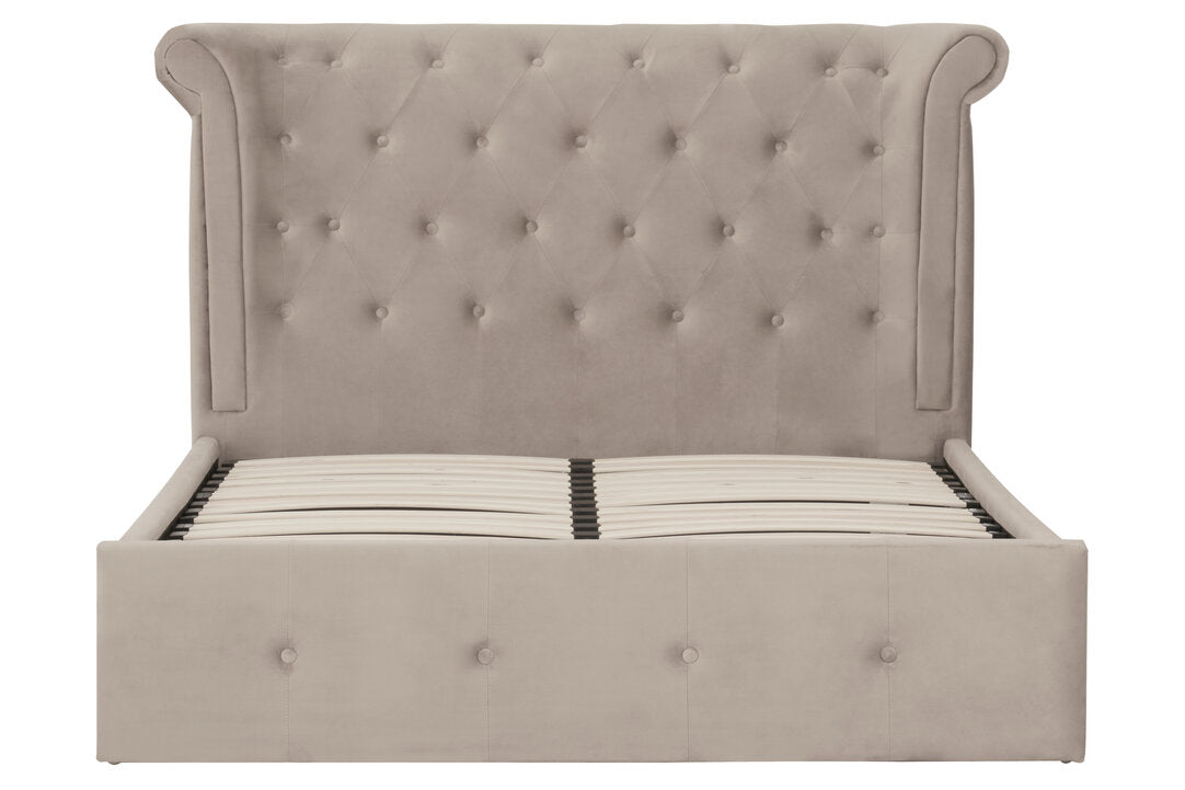 Madison Mink Velvet Ottoman Double Bed