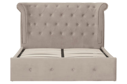 Madison Mink Velvet Ottoman Double Bed
