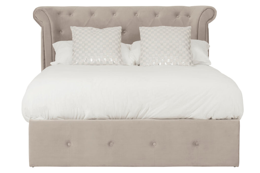 Madison Mink Velvet Ottoman Double Bed
