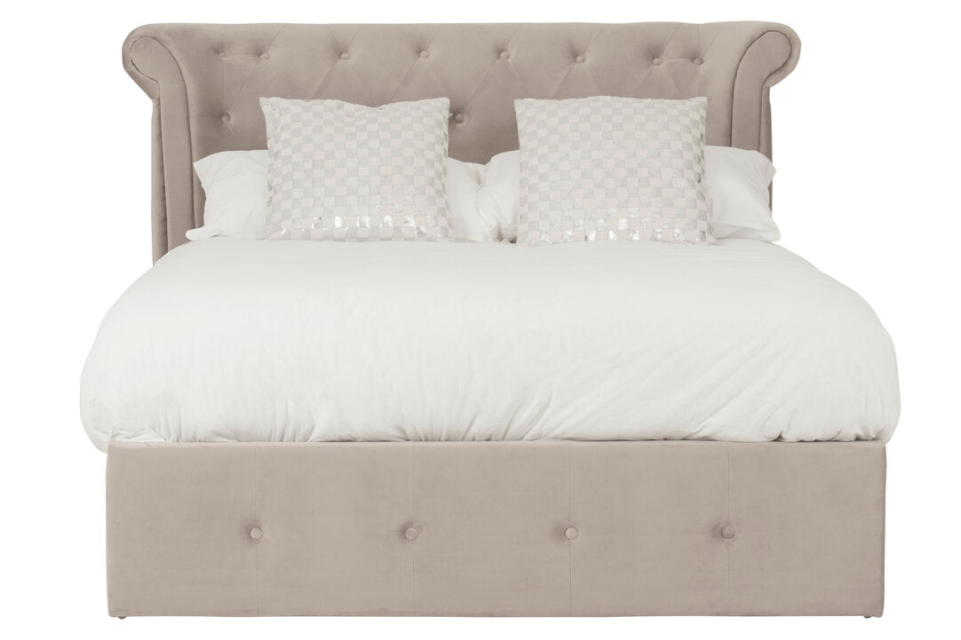 Madison Mink Velvet Ottoman Double Bed