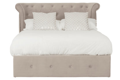 Madison Mink Velvet Ottoman Double Bed