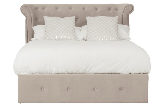 Madison Mink Velvet Ottoman Double Bed
