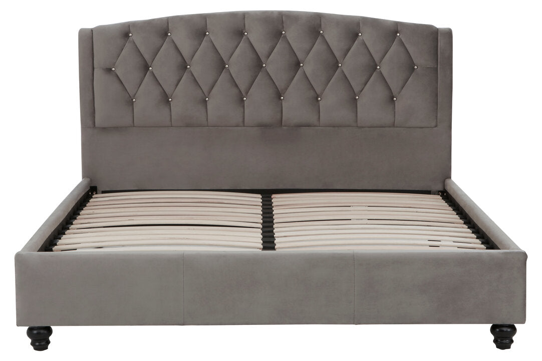 Jocelyn Grey Velvet King Bed