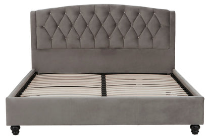 Jocelyn Grey Velvet King Bed