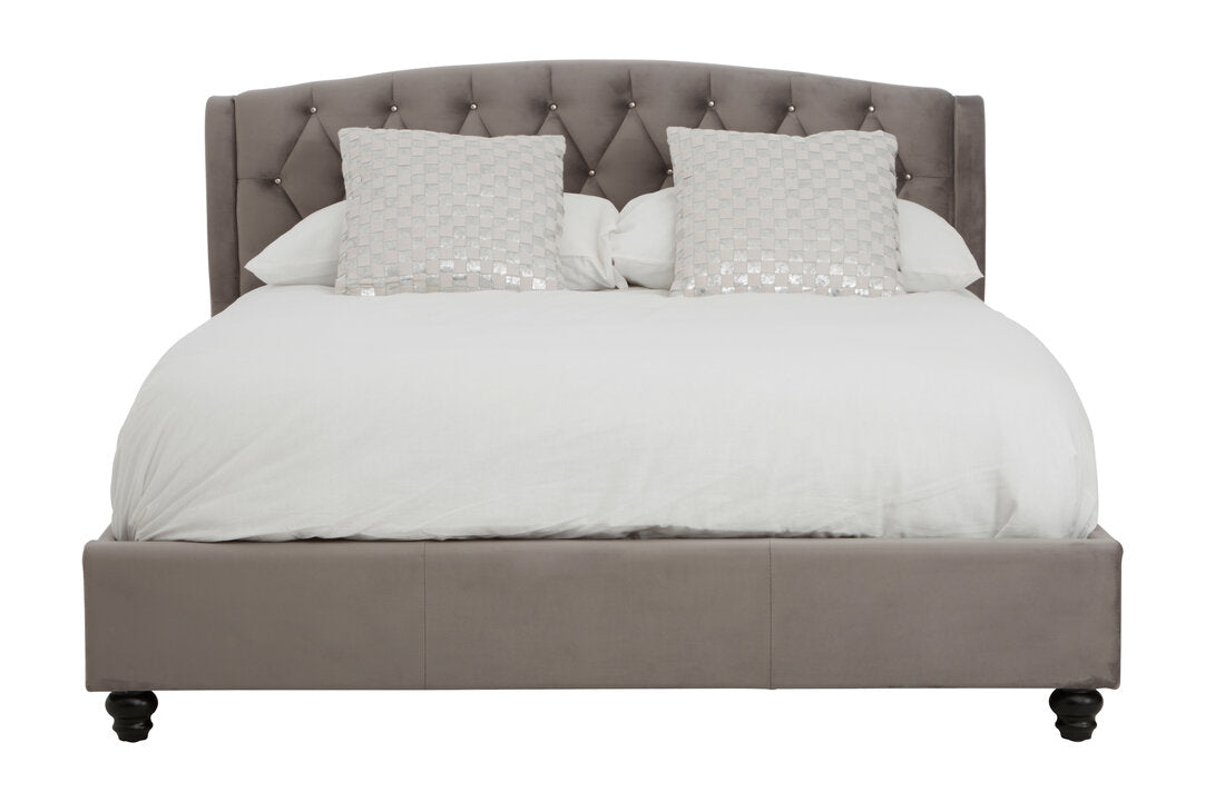 Jocelyn Grey Velvet King Bed
