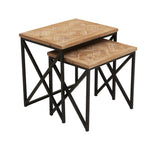 Kendra Parquet Fir Wood Set Of Two Nesting Tables