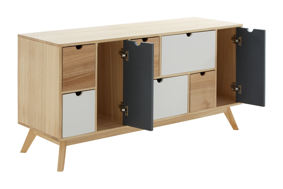 Weston Tri Colour Chest of 6 Drawers and 2 Doors Cabinet