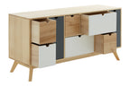 Weston Tri Colour Chest of 6 Drawers and 2 Doors Cabinet