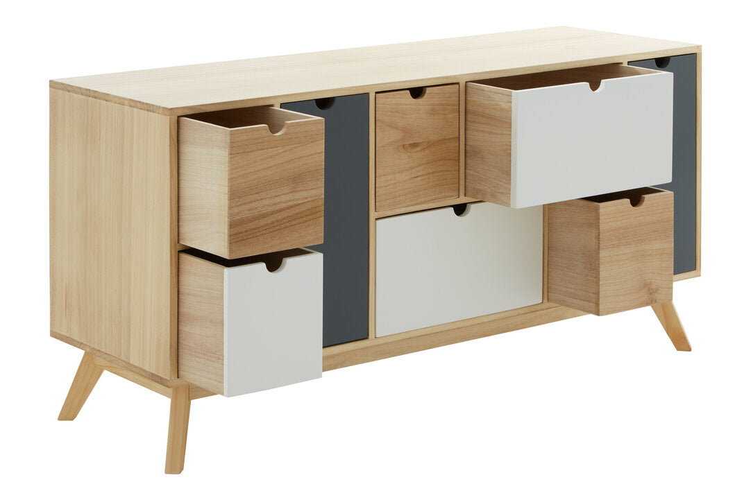 Weston Tri Colour Chest of 6 Drawers and 2 Doors Cabinet