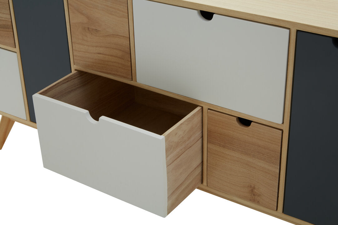 Weston Tri Colour Chest of 6 Drawers and 2 Doors Cabinet