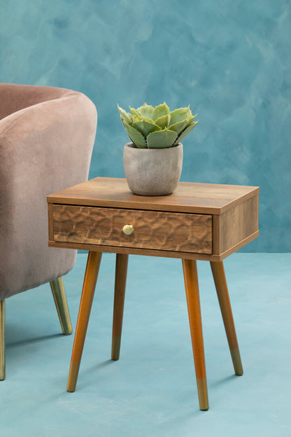 Freya Wood Veneer Bedside Table with 1 Drawer