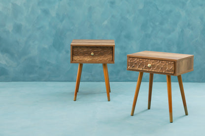 Freya Wood Veneer Bedside Table with 1 Drawer