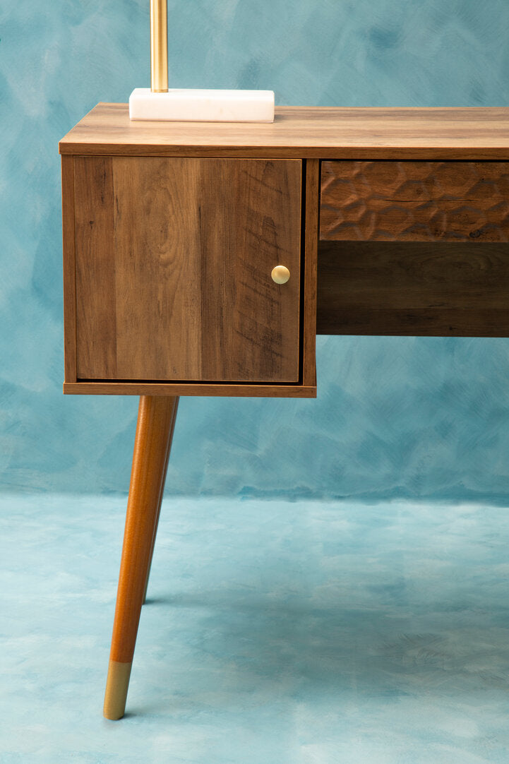 Freya Wood Veneer Desk with Storage