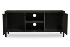 Shaniya Black Wood and Rattan Media Unit